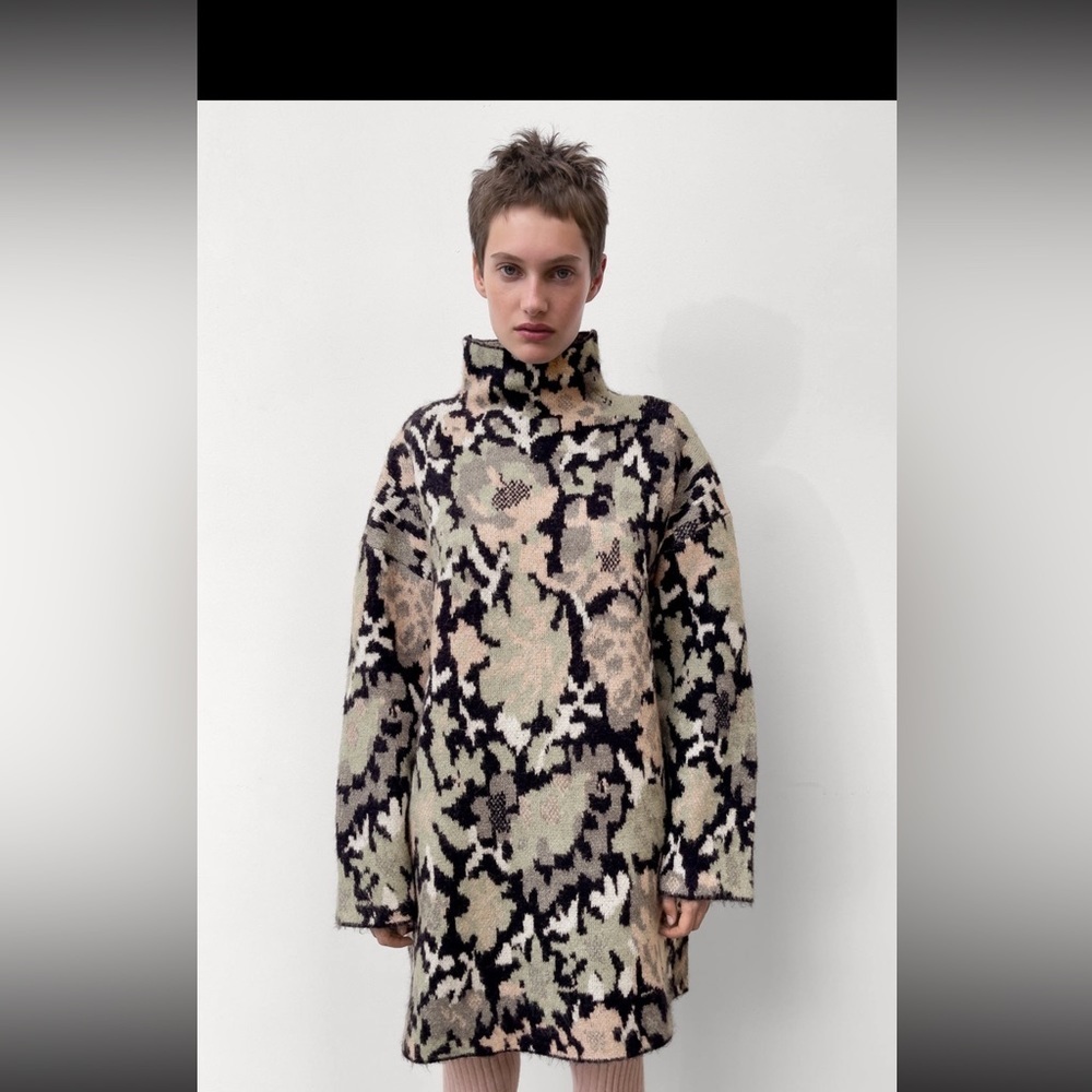 Zara knit jacquard dress